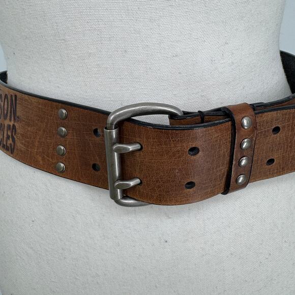 Harley Davidson Men's 30 Brown Studded Brown Leather Belt 97652/04V - Picture 5 of 6